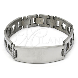 Pulsera Solida 03.114.0236.08 Acero Inoxidable, Pulido, Tono Plateado (14 MM Thickness, 8 Inches Length)