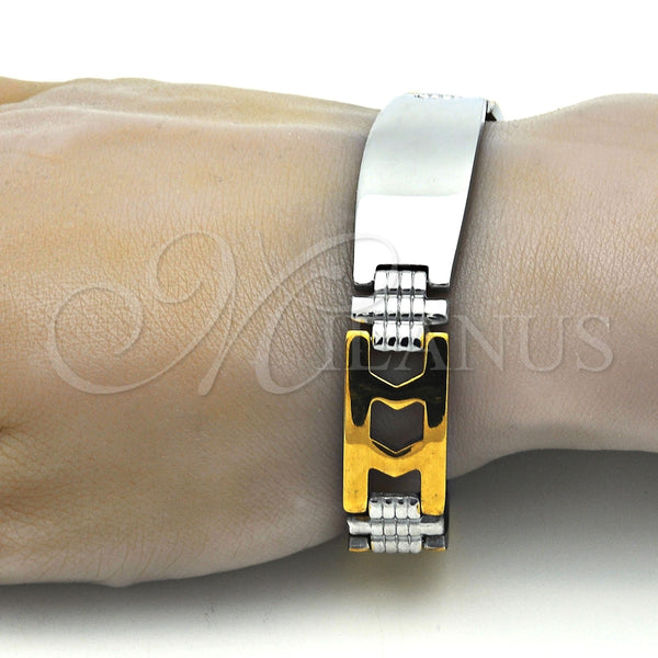 Pulsera Solida 03.114.0236.1.08 Acero Inoxidable, Pulido, Dos Tonos (14 MM Thickness, 8 Inches Length)