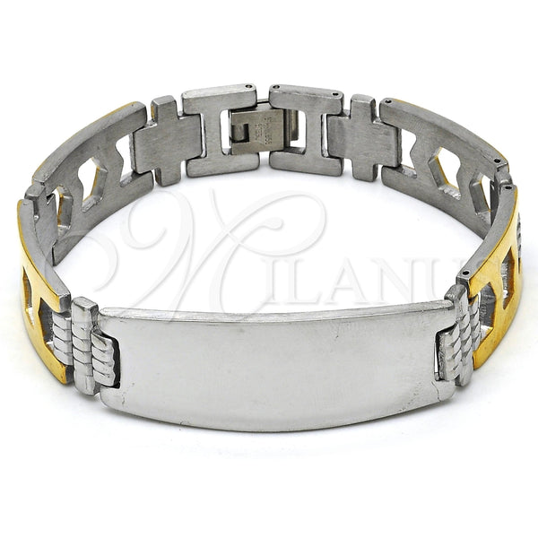 Pulsera Solida 03.114.0236.1.08 Acero Inoxidable, Pulido, Dos Tonos (14 MM Thickness, 8 Inches Length)