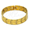 Pulsera Solida 5.244.002.2.08 Acero Inoxidable, Diamantado, Tono Dorado (13 MM Thickness, 8 Inches Length)