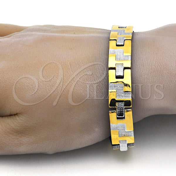 Pulsera Solida 5.247.010.1.09 Acero Inoxidable, Diseño de Llave Griega, Pulido, Tono Plateado (12 MM Thickness, 9 Inches Length)