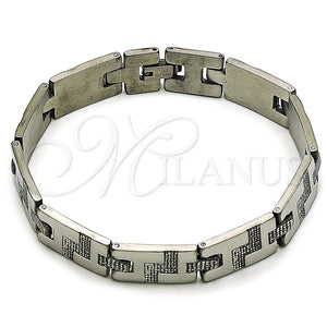 Pulsera Solida 5.247.010.1.09 Acero Inoxidable, Diseño de Llave Griega, Pulido, Tono Plateado (12 MM Thickness, 9 Inches Length)