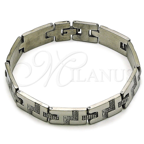 Pulsera Solida 5.247.010.1.09 Acero Inoxidable, Diseño de Llave Griega, Pulido, Tono Plateado (12 MM Thickness, 9 Inches Length)
