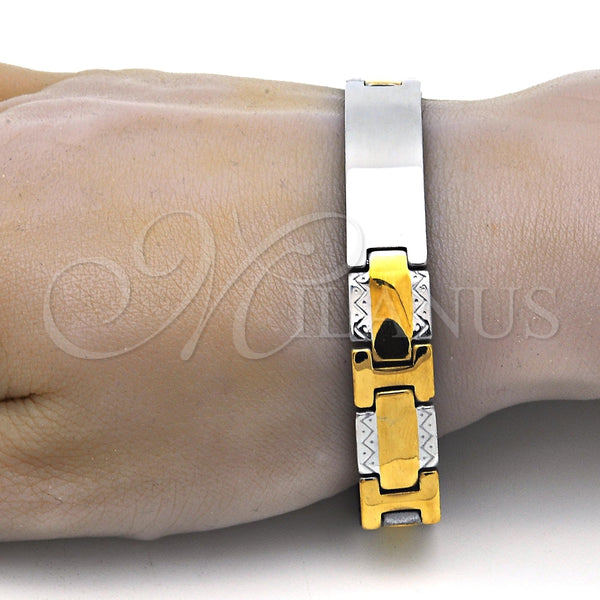 Pulsera Solida 03.114.0247.08 Acero Inoxidable, Pulido, Dos Tonos (12 MM Thickness, 8 Inches Length)