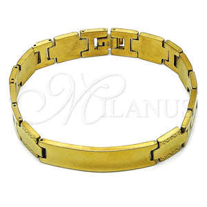 Pulsera Solida 03.114.0247.1.08 Acero Inoxidable, Pulido, Tono Dorado (12 MM Thickness, 9 Inches Length)