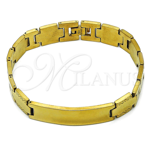 Pulsera Solida 03.114.0247.1.08 Acero Inoxidable, Pulido, Tono Dorado (12 MM Thickness, 9 Inches Length)