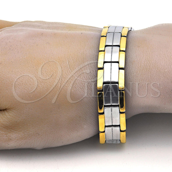 Pulsera Solida 03.114.0256.09 Acero Inoxidable, Pulido, Dos Tonos (14 MM Thickness, 9 Inches Length)