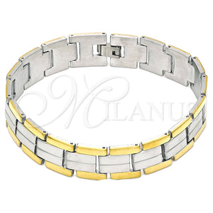 Pulsera Solida 03.114.0256.09 Acero Inoxidable, Pulido, Dos Tonos (14 MM Thickness, 9 Inches Length)