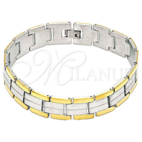 Pulsera Solida 03.114.0256.09 Acero Inoxidable, Pulido, Dos Tonos (14 MM Thickness, 9 Inches Length)