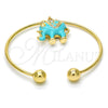 Aro Individual 07.179.0002.2 Oro Laminado, Diseño de Elefante, con Blanca Cristal, Esmaltado Turquesa, Tono Dorado (02 MM Thickness, One size fits all)