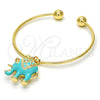 Aro Individual 07.179.0002.2 Oro Laminado, Diseño de Elefante, con Blanca Cristal, Esmaltado Turquesa, Tono Dorado (02 MM Thickness, One size fits all)