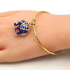 Aro Individual 07.179.0002.3 Oro Laminado, Diseño de Elefante, con Blanca Cristal, Esmaltado Azul, Tono Dorado (02 MM Thickness, One size fits all)