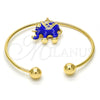 Aro Individual 07.179.0002.3 Oro Laminado, Diseño de Elefante, con Blanca Cristal, Esmaltado Azul, Tono Dorado (02 MM Thickness, One size fits all)