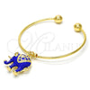 Aro Individual 07.179.0002.3 Oro Laminado, Diseño de Elefante, con Blanca Cristal, Esmaltado Azul, Tono Dorado (02 MM Thickness, One size fits all)