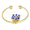 Aro Individual 07.179.0002.3 Oro Laminado, Diseño de Elefante, con Blanca Cristal, Esmaltado Azul, Tono Dorado (02 MM Thickness, One size fits all)