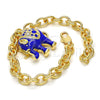 Pulsera de Dije 03.179.0001.3.07 Oro Laminado, Diseño de Elefante y Rolo, con Blanca Cristal, Esmaltado Azul, Tono Dorado (06 MM Thickness, 7 Inches Length)