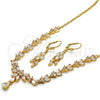 Collar y Dije 06.221.0002 Oro Laminado, Diseño de Gota y Oja, con Blanca Zirconia Cubica, Pulido, Tono Dorado