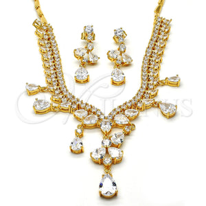 Collar y Dije 06.221.0005 Oro Laminado, Diseño de Gota, con Blanca Zirconia Cubica, Pulido, Tono Dorado