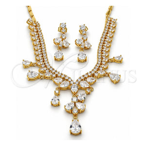 Collar y Dije 06.221.0005 Oro Laminado, Diseño de Gota, con Zirconia Cubica Blanca, Pulido, Tono Dorado