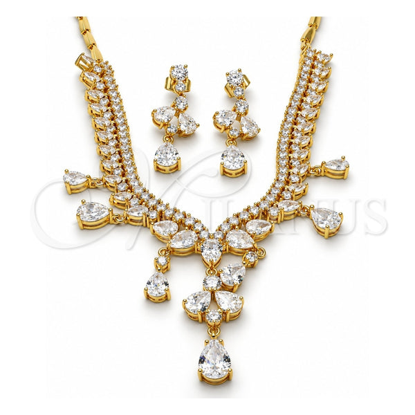 Collar y Dije 06.221.0005 Oro Laminado, Diseño de Gota, con Zirconia Cubica Blanca, Pulido, Tono Dorado