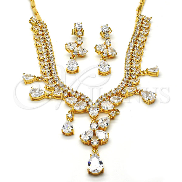 Collar y Dije 06.221.0005 Oro Laminado, Diseño de Gota, con Blanca Zirconia Cubica, Pulido, Tono Dorado