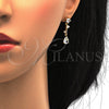 Collar y Dije 06.205.0002 Oro Laminado, Diseño de Flor y Oja, con Blanca Zirconia Cubica, Pulido, Tono Dorado