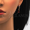 Collar y Dije 06.205.0002.1 Oro Laminado, Diseño de Flor y Oja, con Multicolor Zirconia Cubica, Pulido, Tono Dorado