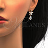 Collar y Dije 06.205.0003 Oro Laminado, Diseño de Flor y Gota, con Blanca Zirconia Cubica, Pulido, Tono Dorado