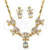 Collar y Dije 06.205.0003 Oro Laminado, Diseño de Flor y Gota, con Blanca Zirconia Cubica, Pulido, Tono Dorado