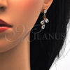 Collar y Dije 06.205.0004 Oro Laminado, Diseño de Flor y Oja, con Blanca Zirconia Cubica, Pulido, Tono Dorado