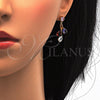 Collar y Dije 06.205.0004.1 Oro Laminado, Diseño de Flor y Oja, con Multicolor Zirconia Cubica, Pulido, Tono Dorado