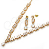 Collar y Dije 06.205.0005 Oro Laminado, Diseño de Gota, con Zirconia Cubica Blanca, Pulido, Tono Dorado