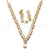 Collar y Dije 06.205.0005 Oro Laminado, Diseño de Gota, con Blanca Zirconia Cubica, Pulido, Tono Dorado