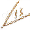 Collar y Dije 06.205.0005 Oro Laminado, Diseño de Gota, con Zirconia Cubica Blanca, Pulido, Tono Dorado
