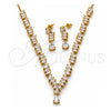 Collar y Dije 06.205.0005 Oro Laminado, Diseño de Gota, con Zirconia Cubica Blanca, Pulido, Tono Dorado