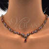 Collar y Dije 06.205.0005.1 Oro Laminado, Diseño de Gota, con Multicolor Zirconia Cubica, Pulido, Tono Dorado