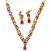 Collar y Dije 06.205.0005.1 Oro Laminado, Diseño de Gota, con Multicolor Zirconia Cubica, Pulido, Tono Dorado