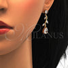 Collar y Dije 06.205.0006 Oro Laminado, Diseño de Gota y Oja, con Blanca Zirconia Cubica, Pulido, Tono Dorado