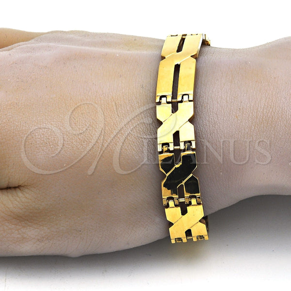Pulsera Solida 03.114.0283.08 Acero Inoxidable, Pulido, Tono Dorado (12 MM Thickness, 8 Inches Length)