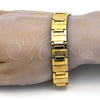 Pulsera Solida 03.114.0284.08 Acero Inoxidable, Cepillado, Tono Dorado (14 MM Thickness, 8 Inches Length)