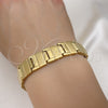 Pulsera Solida 03.114.0284.08 Acero Inoxidable, Cepillado, Tono Dorado (14 MM Thickness, 8 Inches Length)