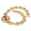 Pulsera Elegante 03.210.0044.4.08 Oro Laminado, Diseño de Flor, con Rubi and Blanca Zirconia Cubica, Pulido, Tono Dorado (08 MM Thickness, 8 Inches Length)