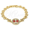 Pulsera Elegante 03.210.0044.4.08 Oro Laminado, Diseño de Flor, con Rubi and Blanca Zirconia Cubica, Pulido, Tono Dorado (08 MM Thickness, 8 Inches Length)