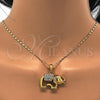 Collares con Dije 04.118.0115.18 Oro Laminado, Diseño de Elefante, con Blanca Cristal, Pulido, Tono Dorado (02 MM Thickness, 18 Inches Length)
