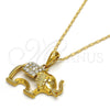 Collares con Dije 04.118.0115.18 Oro Laminado, Diseño de Elefante, con Blanca Cristal, Pulido, Tono Dorado (02 MM Thickness, 18 Inches Length)