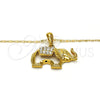 Collares con Dije 04.118.0115.18 Oro Laminado, Diseño de Elefante, con Blanca Cristal, Pulido, Tono Dorado (02 MM Thickness, 18 Inches Length)