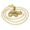 Collares con Dije 04.118.0115.18 Oro Laminado, Diseño de Elefante, con Blanca Cristal, Pulido, Tono Dorado (02 MM Thickness, 18 Inches Length)