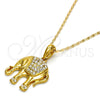 Collares con Dije 04.118.0116.18 Oro Laminado, Diseño de Elefante, con Blanca Cristal, Pulido, Tono Dorado (02 MM Thickness, 18 Inches Length)