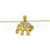 Collares con Dije 04.118.0116.18 Oro Laminado, Diseño de Elefante, con Blanca Cristal, Pulido, Tono Dorado (02 MM Thickness, 18 Inches Length)