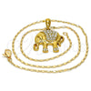 Collares con Dije 04.118.0116.18 Oro Laminado, Diseño de Elefante, con Blanca Cristal, Pulido, Tono Dorado (02 MM Thickness, 18 Inches Length)